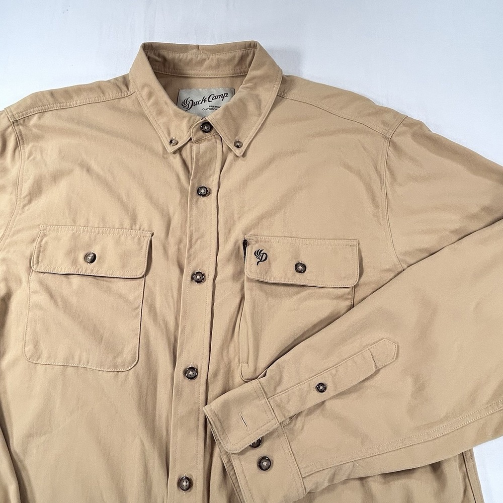 Duck Camp Men's XL Lightweight Nylon Vented Hunting Fishing Shirt Brown Outdoors